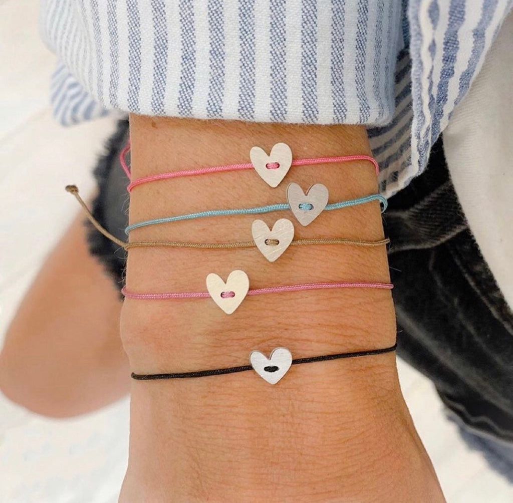 Friendship Heart Bracelet, Couple Gift Idea, Dainty Bracelet with Heart, Minimal Jewelry, Sterling Silver Bracelet Charm, Heart Gift for Her