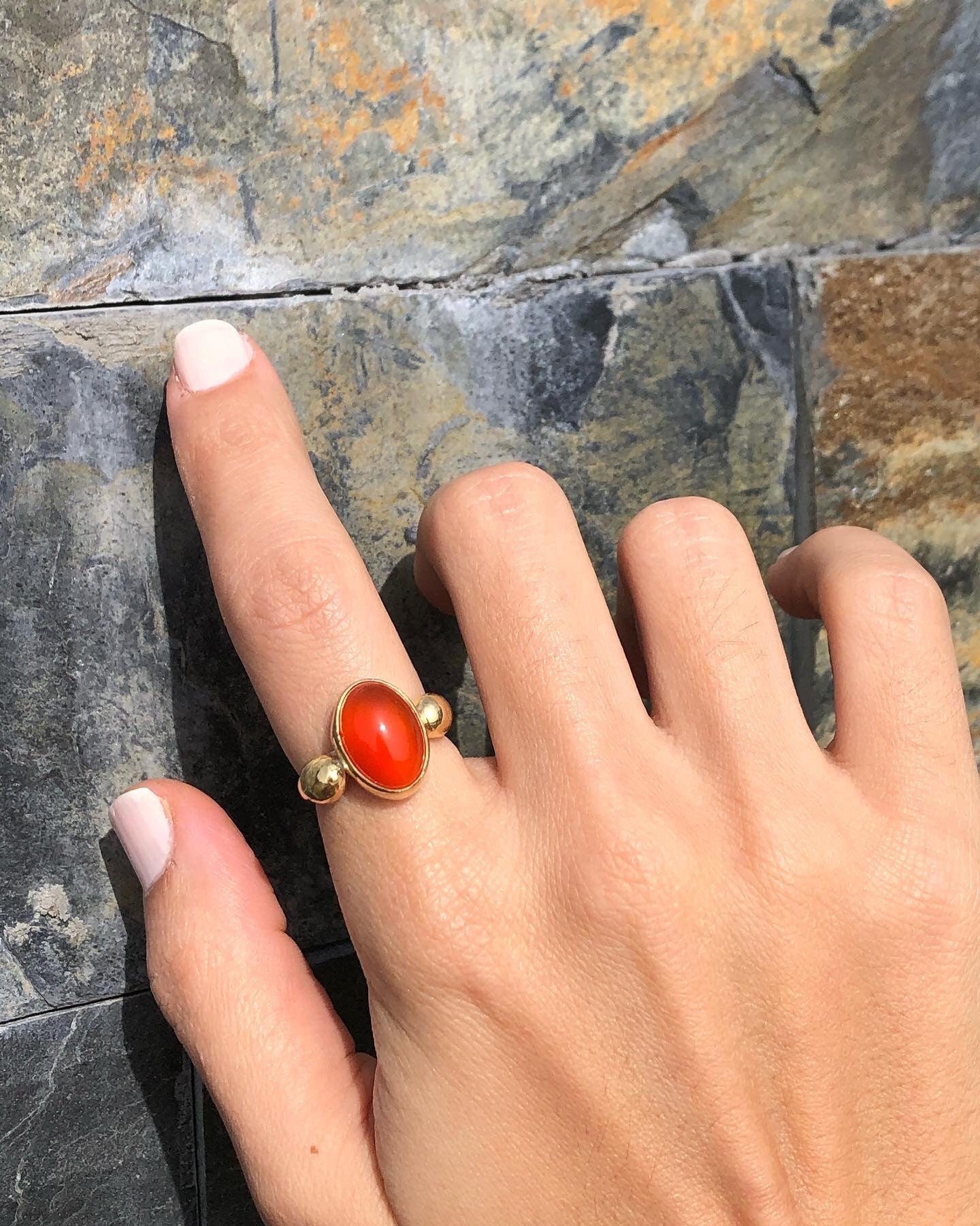 Trække ud Polar Orator Red Agate Silver Ring – Cordisjewelry
