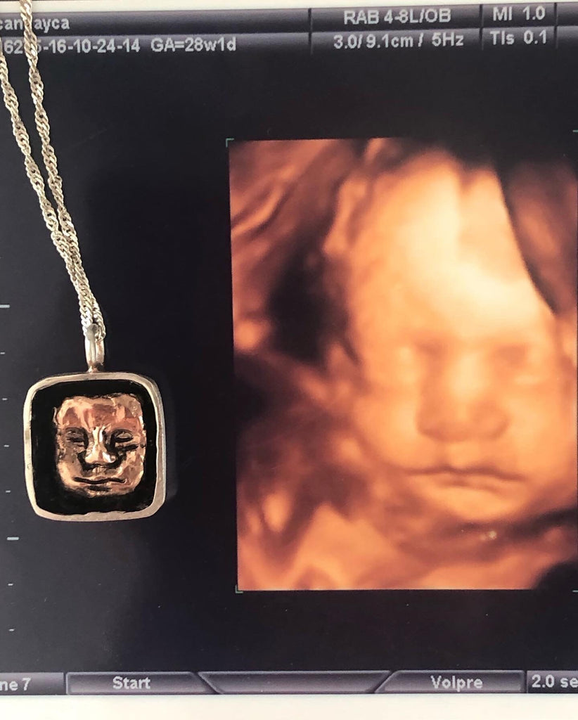 Custom Baby Face Ultrasound Pendant, Baby Photography, Sterling Silver Necklace for Men, Mother’s Gift ideas, Birth Photography Necklace
