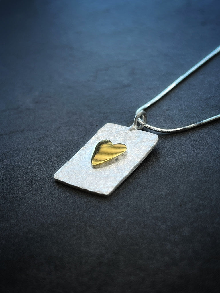 Tiny Heart Silver Necklace, Mens Necklace Silver, Sterling Silver Pendant for Her, Gift for Dad, Gold Necklace for Him, Valentines Gift