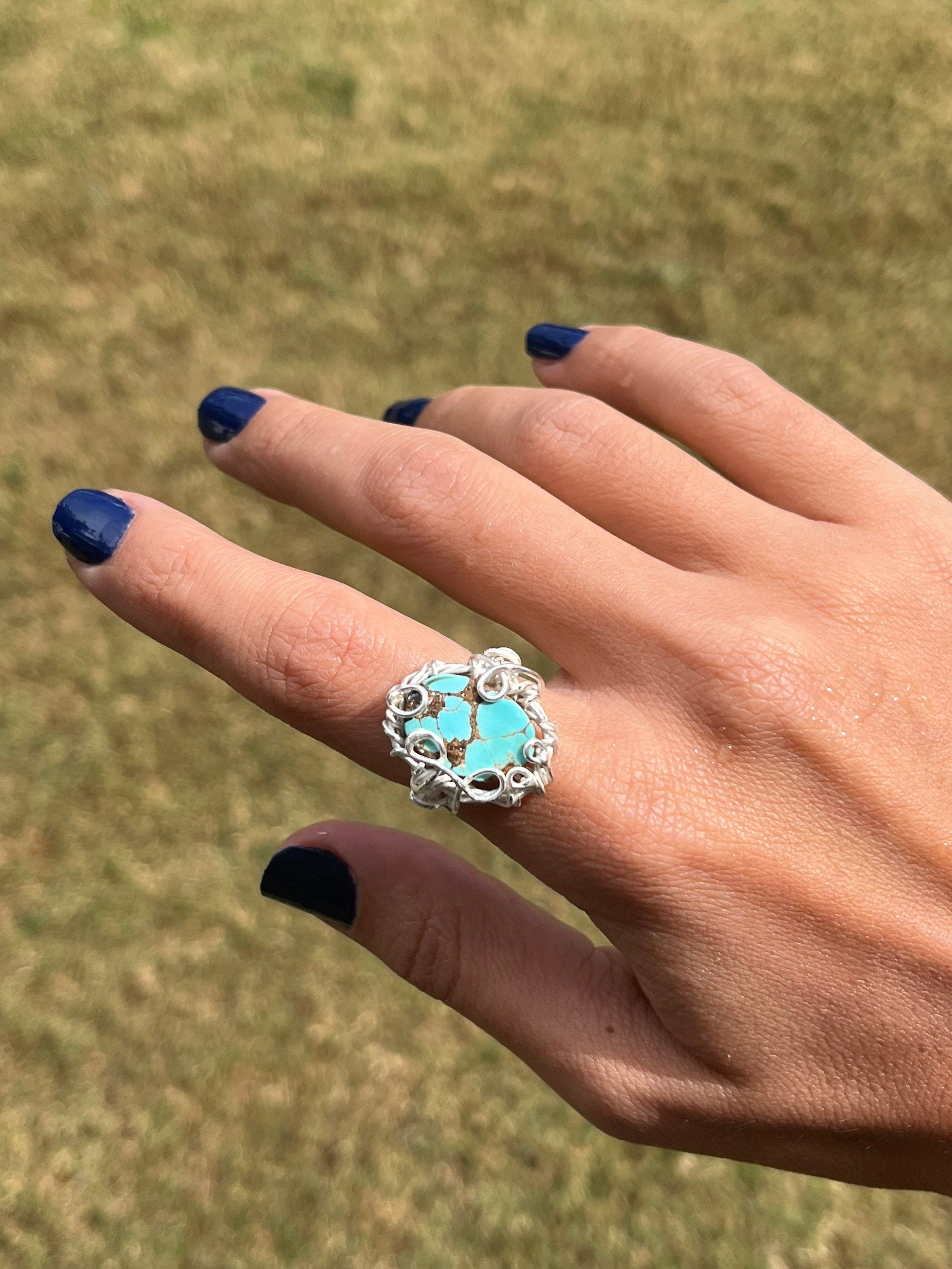 Buy Turquoise Rings, Double Gemstone Rings for Women Gold, Healing Crystal  Teardrop Rings for Her, Faceted Stone Adjustable Ring for Girls Birthday  Online at desertcartINDIA